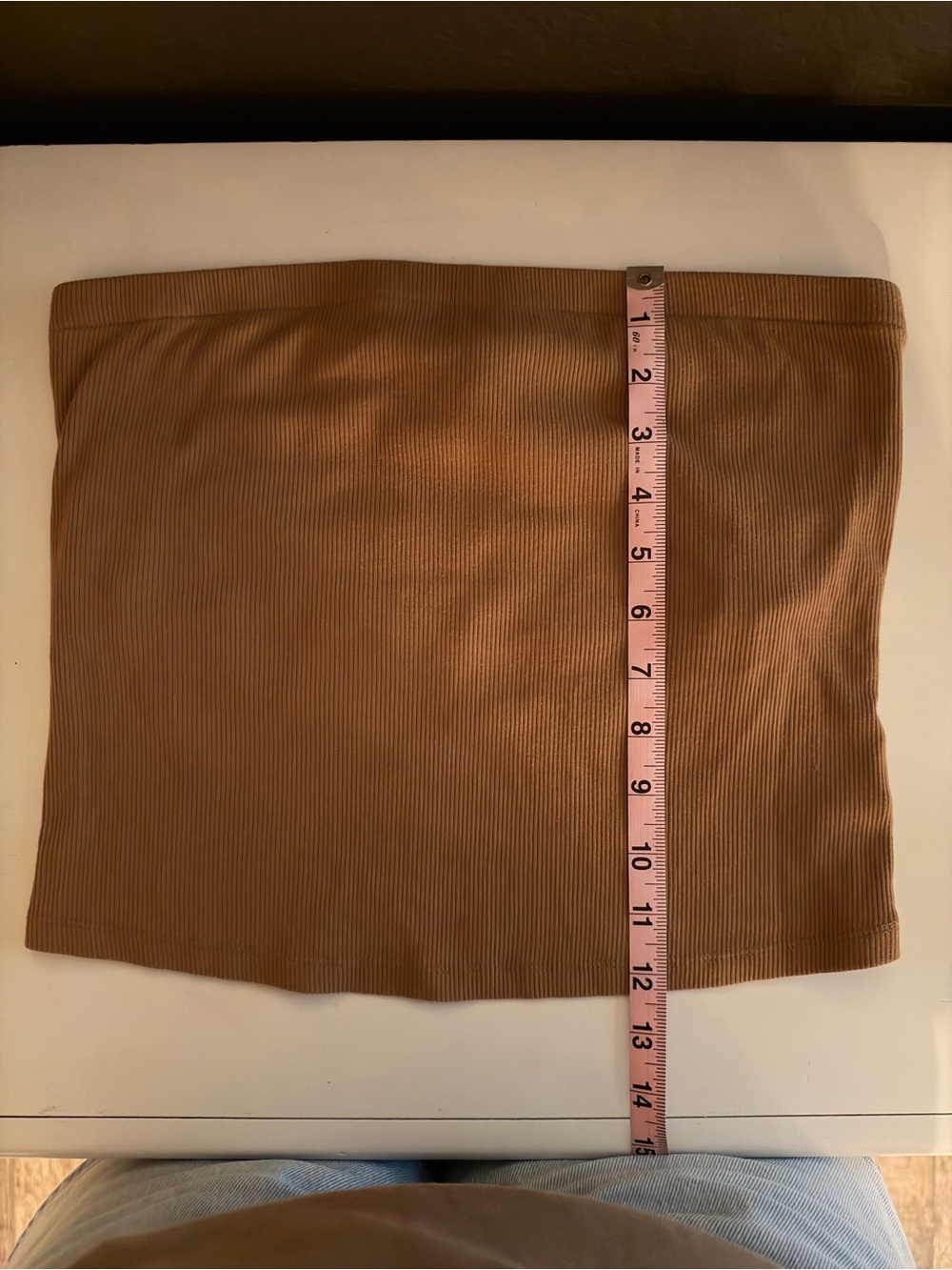 Ribbed Tube Tank Top — Tan